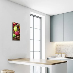 Ceas de perete din sticla vertical Bucătărie mere de culoare