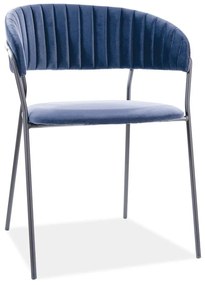 Scaun de masa Culoare Albastru Inchis / Negru, LIRA B VELVET