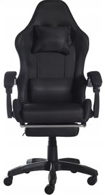 Scaun ergonomic pentru jocuri CLASSIC cu suport pentru picioare negru