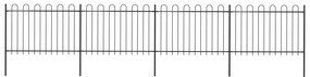Gard de gradina cu varf curbat, negru, 6,8 x 1,2 m, otel 1, 1.2 m, 6.8 m