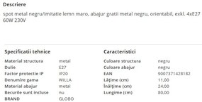 Plafoniera minimalista stil industrial Willa 4