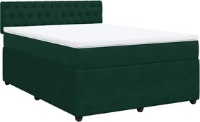 vidaXL Pat box spring cu saltea, verde închis, 160x200 cm, catifea