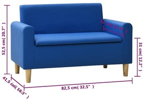 Canapea pentru copii cu 2 locuri, albastru, piele ecologica Albastru