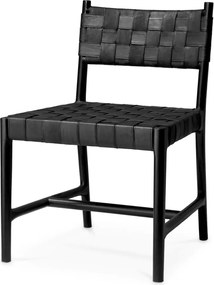 Scaun design LUX, Piele clasica neagra, Lemn, Tiberio