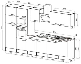 Mobilă de bucătărie Yorki 340, corp din stejar Yorki, cu față antracit satinat