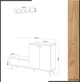 Set de hol Fiel Oak and White