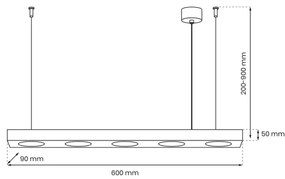 Lustră pe cablu ALEXANDER 5xGX53/12W/230V neagră