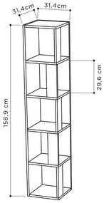 Bibliotecă colț Raphael 31x31x159cm