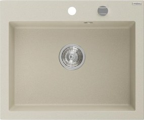 Mexen Elix chiuvetă de bucătărie din granit cu o cuvă 600 x 500 mm, bej, cu sifon cromat - 6525601005-69
