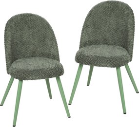 HOMCOM Set 2 Scaune pentru Dining din Catifea cu Șezut Tapițat, Verde Închis | Aosom Romania