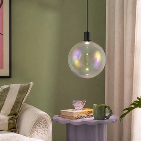 Lampă suspendată de design neagră cu sticlă curcubeu 35cm - Mallon