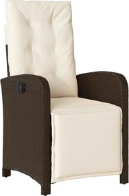 vidaXL Scaun de grădină rabatabil cu suport picioare, maro, poliratan