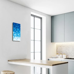 Ceas de perete din sticla vertical Arta grafica abstractizare albastru