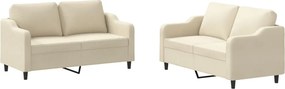 vidaXL Set de canapele cu perne, 2 piese, crem, textil