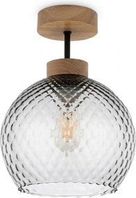 BRILAGI - LED lustru aplicat R GLASS 1xE27/60W/230V Ø 25 cm stejar/gri fumuriu