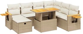 vidaXL Set canapele de grădină, 8 piese, cu perne, bej, poliratan