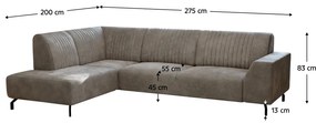 Set canapea, maro deschis, stânga, PRITY ROH