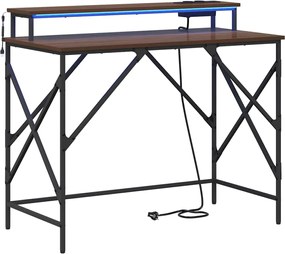 vidaXL Birou cu raft Stejar închis 100 x 50 x 86,5 cm Lemn compozit