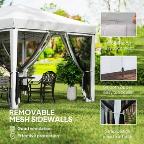 Outsunny Foisor Pliabil cu 6 Perdele Plasa de Tantari, Foisor de Gradina cu Structura din Otel, 585x295x270cm, Alb Crem | AOSOM RO