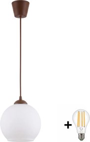 Brilagi - Lustru LED suspendat pe cablu RETRO GLASS 1xE27/60W/230V Ø 15 cm maro/alb