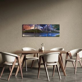 Tablou cu lac și munți (cu ceas) (90x30 cm)