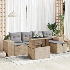 vidaXL Set canapele de grădină cu perne, 6 piese, bej, poliratan