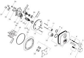 Baterie dus cu termostat, Hansgrohe, Ecostat E, Crom