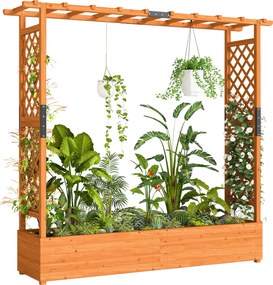 Outsunny Pat înalt cu spalier și acoperiș, pentru flori, fructe, legume, ierburi, 196 x 44 x 181 cm, lemn, Portocaliu | Aosom Romania