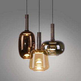 Lustra cu 3 pendule LED, inaltime reglabila, sticla, multicolor, IRIDES