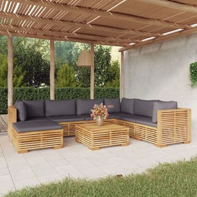 3100880 vidaXL Set mobilier grădină cu perne, 8 piese, lemn masiv de tec