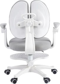 Scaun ergonomic pentru copii, spatar reglabil, suport picioare reglabil, rotativ, Gri