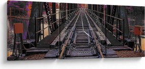 Tablou cu pod de cale ferată (cu ceas) (90x30 cm)