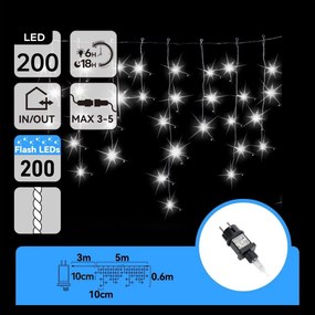 Aigostar - LED ghirlandă de Crăciun pentru exterior 200xLED 8x0,6m IP44 alb rece