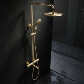 Coloana de dus cu termostat Lungo Diamond Gold Brush