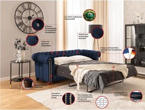 Canapea albastră extensibilă cu tapițerie din catifea 203 cm York Blik – Ropez