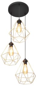 Lustră pe cablu KARO 3xE27/15W/230V auriu/negru