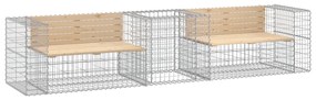 3196245 vidaXL Bancă de grădină cu coș gabion, lemn masiv de pin