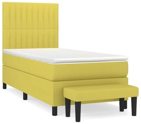 3136716 vidaXL Pat box spring cu saltea, verde deschis, 80x200 cm, textil