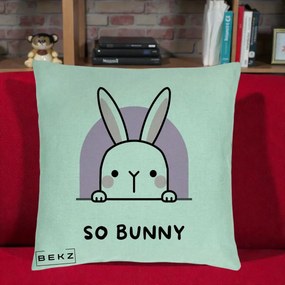 Perna Decorativa So Bunny Kawaii, 40x40 cm, Verde Menta, Husa Detasabila, Perna Inclusa, BEKZ®