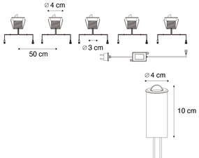 Set de 5 spoturi moderne de sol negre, inclusiv LED IP67 - Linsey