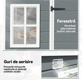 Outsunny Căsuță de Grădină pentru Depozitare Unelte 4.96m² Gri | Aosom Romania