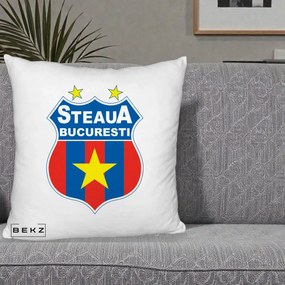 Perna Personalizata Steaua Bucuresti Fotbal, 40x40 cm, Alb Pufos, Husa Detasabila, Perna Inclusa, BEKZ®