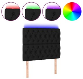 Tablie de pat cu LED, negru, 100x7x118 128 cm, textil 1, Negru, 100 x 7 x 118 128 cm