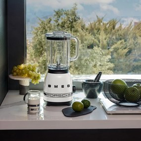 Blender Smeg Porsche BLF03PCWEU, 800 W, 1,5 l, 18 000 rpm, 4 programe, 4 viteze + Impuls, Otel inoxidabil, Alb