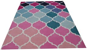 Covor  Colors Bedora, 80x150 cm, 100% lana, multicolor, finisat manual