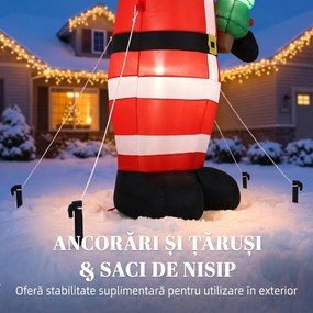 Outsunny Moș Crăciun Gonflabil Uriaș 243 cm cu Brad, LED-uri, Suflantă și Geantă de Depozitare, Roșu | Aosom Romania