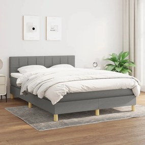 3140618 vidaXL Pat box spring cu saltea, gri închis, 140x200 cm, textil