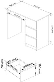 Masă PC Benicio (alb + stejar sonoma) (D). 1068994