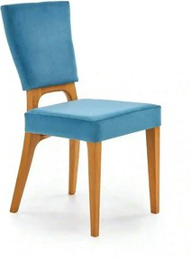 Scaun living WENANTY, albastru/stejar, stofa clasica/lemn, 43x56x91 cm