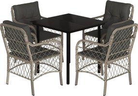 vidaXL Set mobilier de grădină cu perne, 5 piese gri deschis poliratan